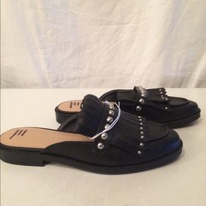 andeawy black fringe mules 6.5